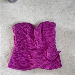 83 Vtg Khanitha Ruched Bustier sz 8 p2p 14.5